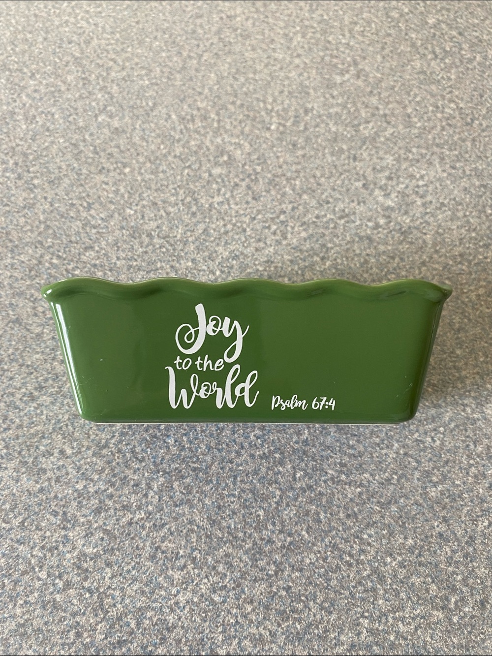 Green 'Joy to the World' Ceramic Loaf Pan